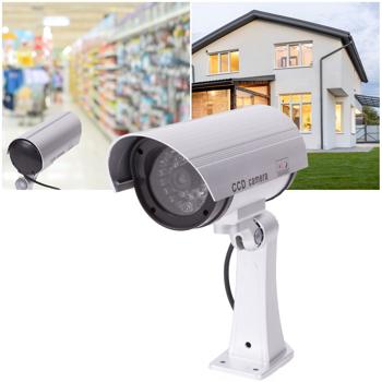 Überwachungskamera-Attrappe - Täuschend echt mit blinkender LED, Batteriebetrieb - Für Einbruchsschutz innen/aussen, schnelle Montage ohne Kabel