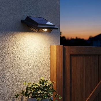 Preview: Solar Wandleuchte mit PIR-Bewegungsmelder, 158 lm, IP65, automatische Beleuchtung für den Aussenbereich, wetterfest & kabellos