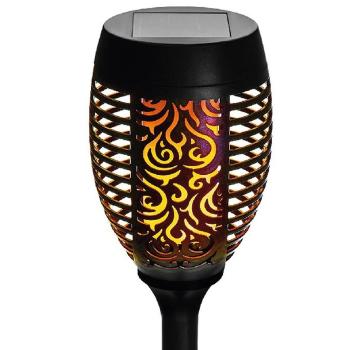 Preview: Stilvolles 2er Set Solar-Gartenfackeln mit täuschend echtem Flammeneffekt für magische Sommerabende - Wetterfest & ohne Feuergefahr