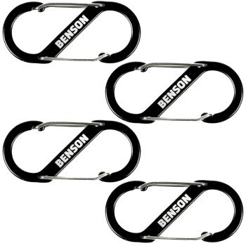 4er Set Doppel Karabinerhaken S-Clip 9 cm - Doppelte Aufhängemöglichkeit für Camping & Outdoor - Aluminiumlegierung, Schwarz/Silber - Leicht & kompakt