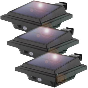 Preview: 3er Set Solar Wandleuchte mit PIR-Bewegungsmelder, 158 lm, IP65, automatische Beleuchtung für den Aussenbereich, wetterfest & kabellos