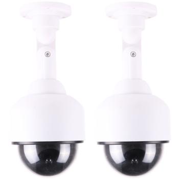 Preview: 2er-Set Überwachungskamera Attrappe - Rote LED schreckt Diebe ab - Originalgetreue Nachbildung für Innen & Aussen - Haussicherheit Einbruchschutz