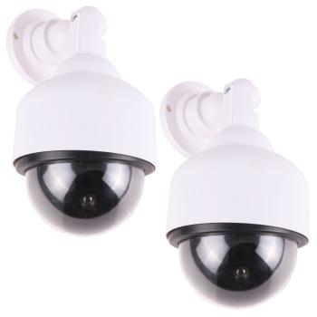 2er-Set Überwachungskamera Attrappe - Rote LED schreckt Diebe ab - Originalgetreue Nachbildung für Innen & Aussen - Haussicherheit Einbruchschutz