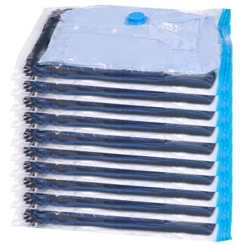 Preview: XL Vakuumbeutel mit Clip-Verschluss (10er-Set): Kunststoffbeutel für Staubsauger-Kompression (45x60cm) – bis zu 75% mehr Platz in Schrank & Koffer