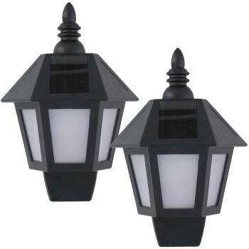 Solar-Wandlaterne 2er-Set - Romantischer Flammeneffekt für Garten, Balkon, Terrasse - Spritzwassergeschützt, Solarbetrieben, Schwarz, 19,5 x 10 x 27,5 cm