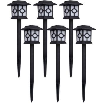 Solarlampen 6er-Set mit Dämmerungssensor - Gartenleuchten für Terrasse, Weg & Beet - Wetterfest, Erdspiess, 8.5x8.5x37 cm - kabellos, energieeffizient