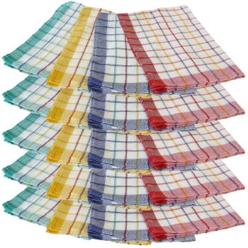20er-Set Geschirrtücher aus 70 % Baumwolle - Saugstark & langlebig für Küche - 50x70 cm, waschbar bei 60°C - Fusselfrei & hygienisch mit Karomuster