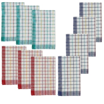 Preview: 20er-Set Geschirrtücher aus 100 % Baumwolle - Saugstark & langlebig für Küche - 50x70 cm, waschbar bei 60°C - Fusselfrei & hygienisch mit Karomuster