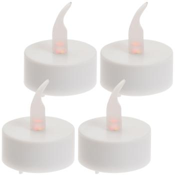 LED-Teelichter 4er-Set - flackernde orange Flamme & 6h Timer-Funktion - sicher, romantisch, wiederverwendbar - Ø 38mm mit CR2032 Batterie