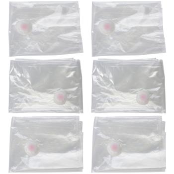 6er-Set Vakuumbeutel mit Schraubdeckel - Platzsparende Kleider-Kompression bis 75% für Reisen & Zuhause - 3x Klein, 2x Mittel, 1x Gross - Transparent