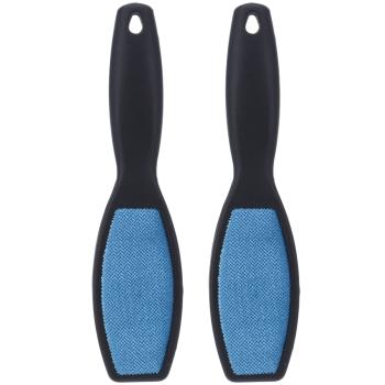 Fusselbürste 2er-Set - Entfernt Haare, Fussel, Krümel & Tierhaare von Textilien - Wiederverwendbare Kleiderbürste 24 cm - Kunststoff Schwarz/Blau