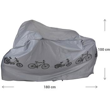 Preview: 2er-Set Wasserdichte Schutzhülle (180x100cm) für Velo & Motorrad – Robuste PVC Abdeckhaube, grau mit Aufdruck – Optimaler Schutz bei jedem Wetter