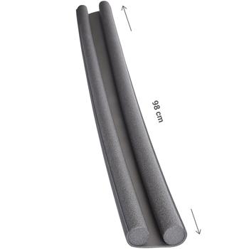 Preview: 2er-Set Türbodendichtung Zugluft-Stopper grau - Reduziert Heizkosten & schont Umwelt - Für Türstärken bis 3.5 cm - 98 cm Breite - Montage ohne Bohren