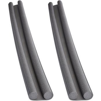 Preview: 2er-Set Türbodendichtung Zugluft-Stopper grau - Reduziert Heizkosten & schont Umwelt - Für Türstärken bis 3.5 cm - 98 cm Breite - Montage ohne Bohren