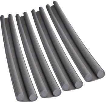 Preview: 4er-Set Türbodendichtung grau - Zugluft-Stopper für Türstärken bis 3,5 cm und 98 cm Breite - Kürzbar, selbstklebend, senkt Heizkosten