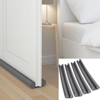 4er-Set Türbodendichtung grau - Zugluft-Stopper für Türstärken bis 3,5 cm und 98 cm Breite - Kürzbar, selbstklebend, senkt Heizkosten