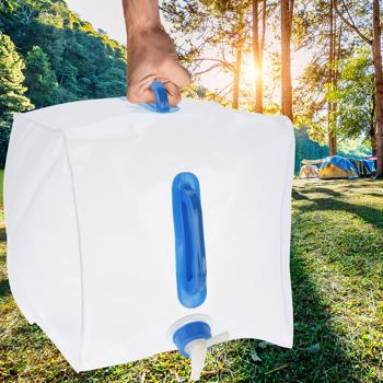 Wasserkanister mit Tragegriff 20 Liter - Lebensmittelecht für Camping & Outdoor - Bruchsicher, faltbar, platzsparend mit Ablasshahn