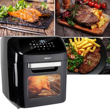 3 in 1 Air Fryer XXL, Ofen, Grill, Fritteuse, 12 Liter, 1800 Watt, mit Drehspiessen, 2 Backroste, Touch Display