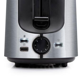 Preview: Edler Edelstahl-Toaster für 2 Scheiben und Brötchenaufsatz, 7 Bräunungs-Stufen, Defroster, Krümmelschublade, Lift-Funktion, BPA-frei, 1000 W