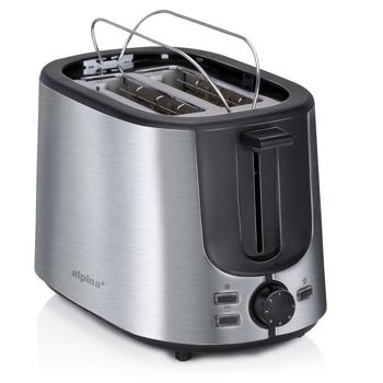 Preview: Edler Edelstahl-Toaster für 2 Scheiben und Brötchenaufsatz, 7 Bräunungs-Stufen, Defroster, Krümmelschublade, Lift-Funktion, BPA-frei, 1000 W