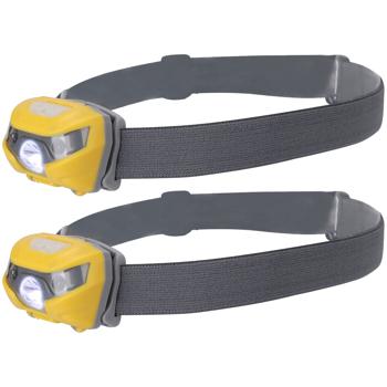 Preview: 2er-Set Aufladbare LED-Kopflampe (USB): Helle Stirnlampe (grau/gelb) für komfortable Ausleuchtung. Freihändige Beleuchtung für Outdoor & Arbeit