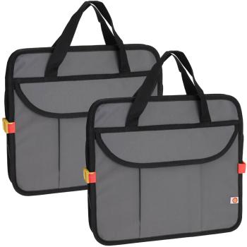 Preview: 2er-Set Auto Kofferraumtasche mit isoliertem Kühlfach, 3 Fächer (grau-schwarz) - Faltbar, robust - ideal für Einkauf, Picknick, Transport