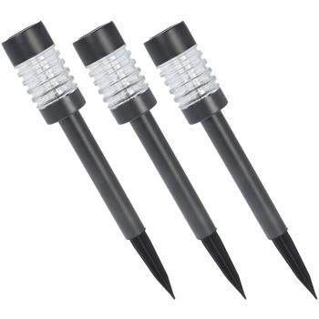 Preview: 6er-Set LED-Solarleuchten aus Edelstahl - Wegeleuchten für Garten & Camping - warmweisses Licht 5 Lumen - integriertes Solarpanel - AA NIMH Akku