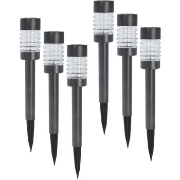 6er-Set LED-Solarleuchten aus Edelstahl - Wegeleuchten für Garten & Camping - warmweisses Licht 5 Lumen - integriertes Solarpanel - AA NIMH Akku