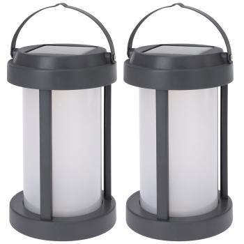 Solar LED-Laterne 2er Set - Campinglampe & Notbeleuchtung mit 3-Stufen Helligkeit - 100 Lumen - Solar- & USB-aufladbar - 8h Leuchtdauer - Outdoor & Garten