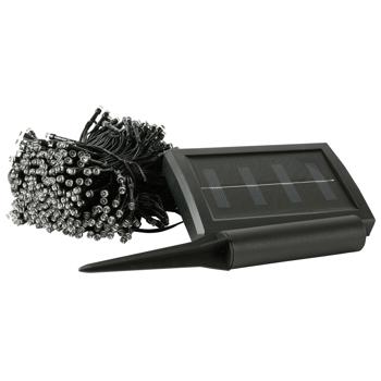 Preview: Solar LED-Lichterkette, 400 LEDs, 4m: schwarzer Draht, warmweisses Licht, IP44 – stimmungsvolle, energieeffiziente Aussenbeleuchtung