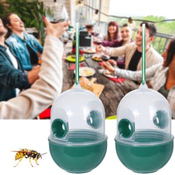 2er-Set Giftfreie Insektenfalle zum Aufhängen - Witterungsbeständiger Kunststoff, 80x80x125 mm, 18 cm Seil - Wespen & Fliegenfänger ohne Chemie