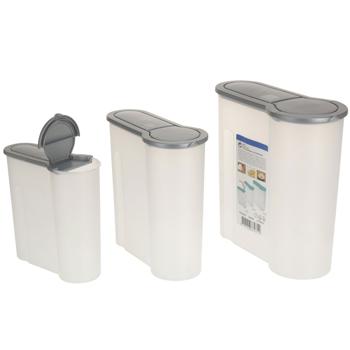 Vorratsdosen-Set (3 Stück) mit Schüttfunktion: 4L, 2.4L, 1.3L, transparent-grau – luftdichte Aufbewahrung für Müsli, Mehl & mehr