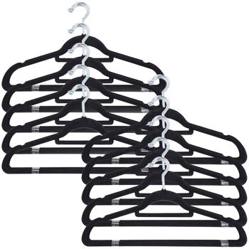 100er-Set Kleiderbügel - Filzdesign, Anti-Rutsch-Beschichtung, drehbarer Haken - für Röcke, Hosen, Schals, Krawatten - schwarz, 45cm breit, 60g Gewicht