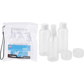 Preview: Reiseflaschenset 15-teilig-transparent für Handgepäck-Flugreisen stressfreier Security Check-Kosmetik-Set unter 100ml-3 Pumpsprüher 6 Flaschen 6 Döschen