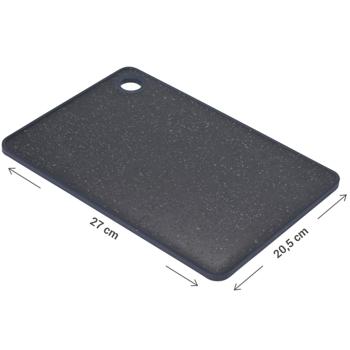 Preview: Schneidebrett in Marmoroptik - Robust, hygienisch & spülmaschinengeeignet - Rutschfestes Frühstücksbrett aus Kunststoff 27x20.5x1cm - Schwarz