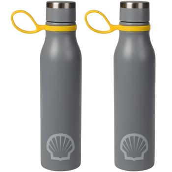 2er-Set Isolierflasche aus lebensmittelechten Edelstahl, 500ml, Für Arbeit und Freizeit, hält 6 Stunden warm oder kalt, Tragering