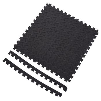 Preview: 12er-Set Fitnessmatten Schwarz - Puzzleartig Verzahnbar & Flexibel Anordenbar - 40x40 cm, 1 cm Stark, Rutschfest, EVA Schaumstoff, Schimmelresistent