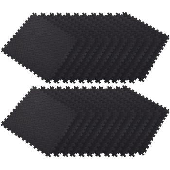 Preview: 24er-Set Fitnessmatten aus EVA Schaumstoff - Bodenschutzmatten rutschfest 40x40cm-1cm stark für Bad, Yoga, Kampfsport - Schwarz - Hygienisch