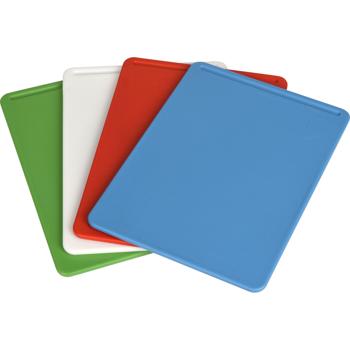 4er-Set Schneidebretter farbig - Hygienische Küchenbretter ohne Kreuzinfektionen - Aus Polypropylen, spülmaschinenfest, 20.5x15x0.5 cm, mit Ständer