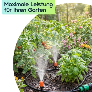 Preview: 23-tlg. Pflanzen-Bewässerungssystem: 20m anpassbarer Schlauch + 10 Düsen für zeitsparende, effiziente Bewässerung. Maximale Leistung für Ihren Garten