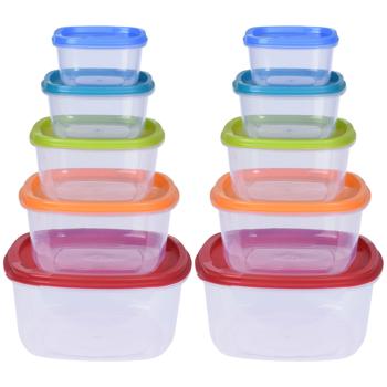10er-Set Vorratsdosen - mehrfarbig, mit Deckel, Polypropylen - luftdicht, bruchsicher, für Küche, Kühlschrank & Vorratsschrank
