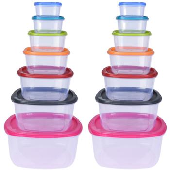 14er-Set Vorratsdosen - verschiedene Grössen & Farben - Lebensmittelecht, stapelbar & geruchsneutral - für Küche, Camping & Picknick