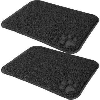 2er-Set Haustier-Katzenstreu-Matte - 45x37 cm rutschfest für Katzentoilette & Fressnapf - Befreit Pfoten von Streu - Hygienisch & leicht zu reinigen