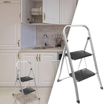 Klappbare Trittleiter - stabil & sicher für Haushalt, Küche & Bad - zweistufig, platzsparend klappbar, max. 150 kg Tragfähigkeit