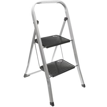 Preview: 2er-Set Klappbare Trittleiter - Sichere zweistufige Küchentreppe, 150 kg Tragkraft, rutschfeste Füsse - Ideal für Haushalt, Camping & SUV