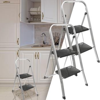 2er-Set Klappbare Trittleiter - Sichere zweistufige Küchentreppe, 150 kg Tragkraft, rutschfeste Füsse - Ideal für Haushalt, Camping & SUV