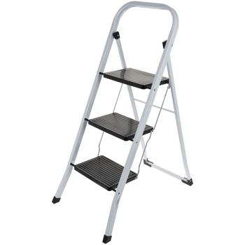 Preview: Klappbare Trittleiter, mit drei Stufen, bis 125 kg: stabile Küchentreppe, platzsparend für müheloses Arbeiten im Haushalt