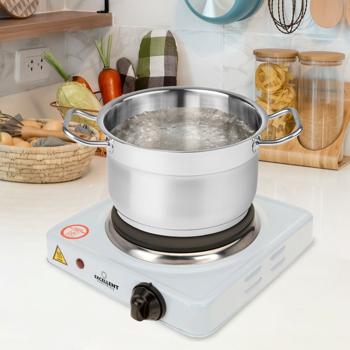 Einzelkochplatte elektrisch 1000W - Ideal für kleine Küchen, Büros, Reisen & Camping - Ø 15 cm - 5 Heizstufen - Hitzebeständig - Mobil & kompakt