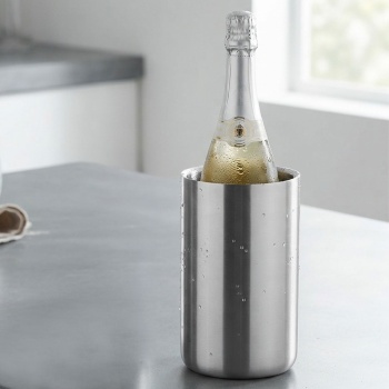 Edelstahl Weinkühler Ø 12cm – Elegantes & zeitloses Design, doppelwandig für kühlen Wein, stilvoller Flaschenkühler