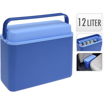 Preview: Kühlbox 12 Liter, blau - Kühl- & Warmhaltebox für Picknick, Camping & Reisen - 41x16x29cm - mit Tragegriff - robuster Kunststoff